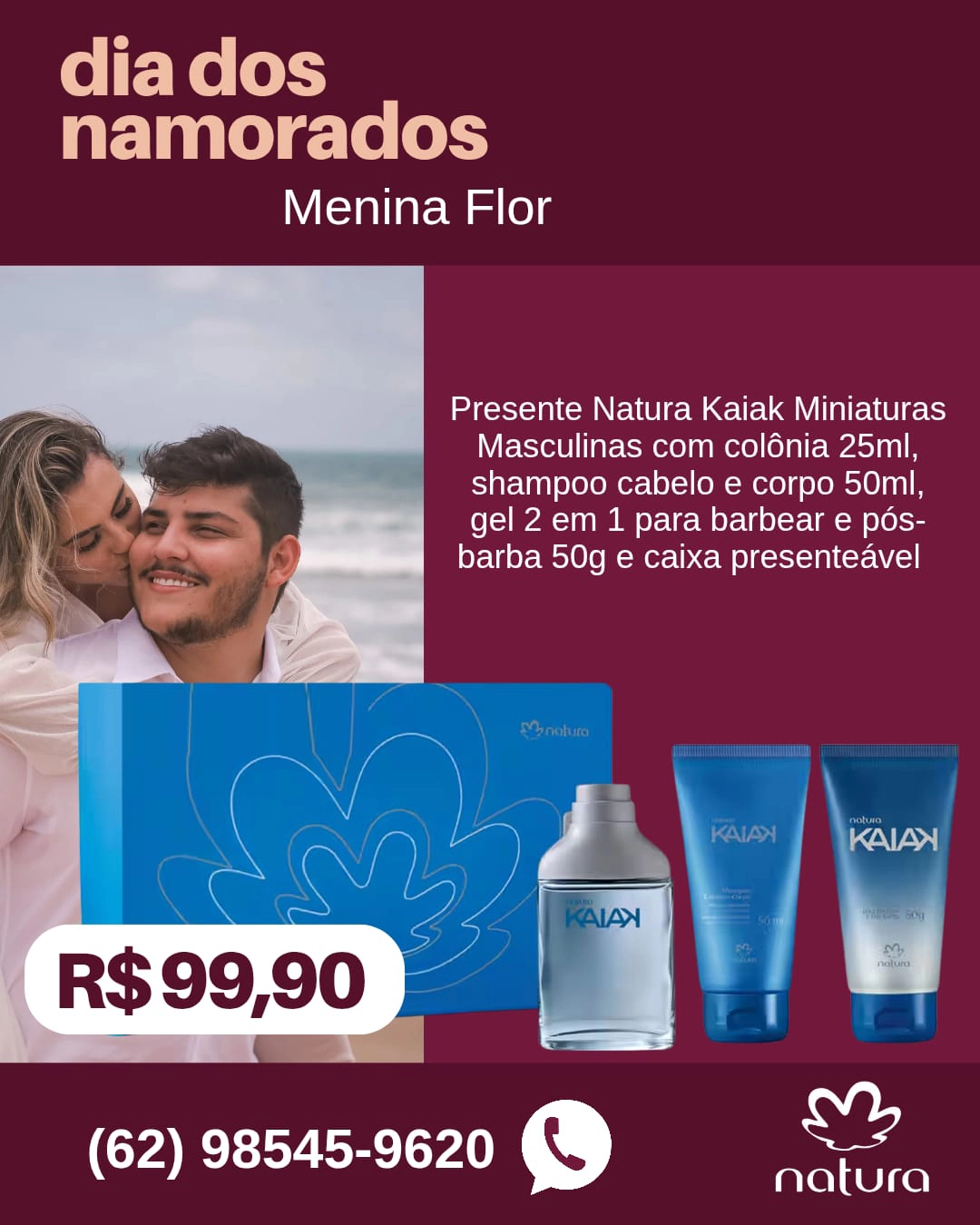 Loja Menina Flor Dia dos Namorados 2025 Presente Natura Kaiak Miniaturas